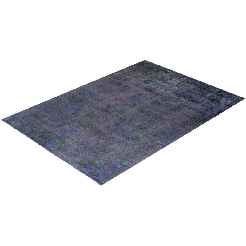 Overton Hand Knotted Wool Vintage Inspired Modern Contemporary Overdyed Purple Area Rug - 9' 0" x 12' 9"