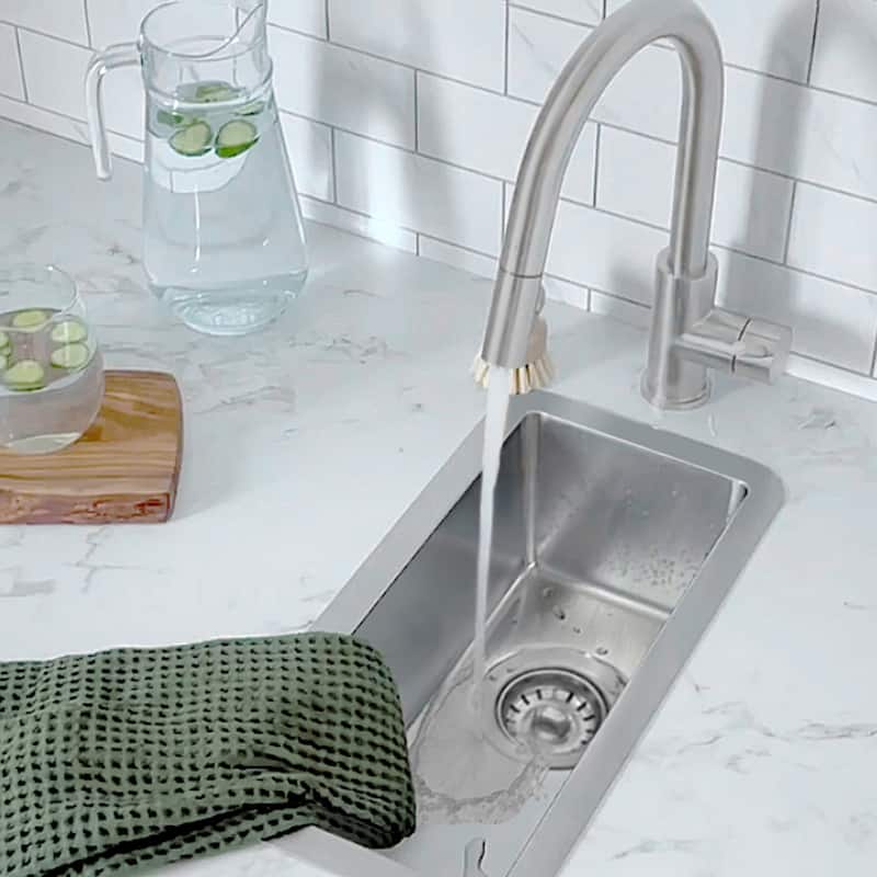 STYLISH 9 inches L x 18 inches W Dualmount Single Bowl 18 Gauge Bar Sink with Grid and Strainer