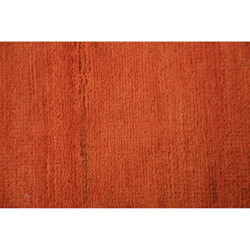 Orange Modern Gabbeh Oriental Area Rug Handmade Solid Wool Carpet - 6'7" x 9'9"