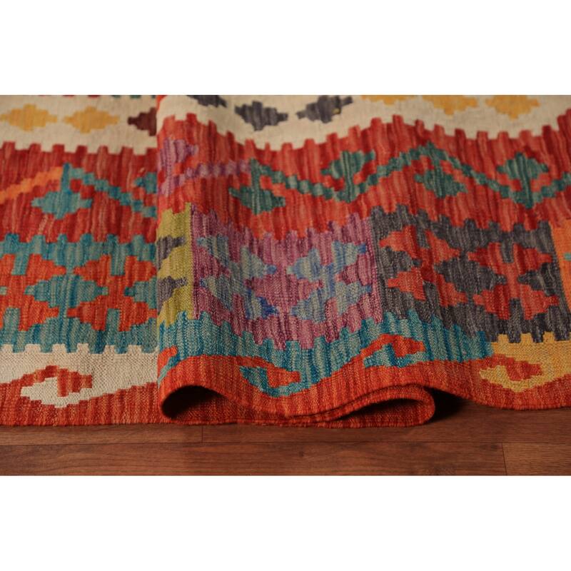 Kilim Oriental Area Rug Hand-Woven Wool Carpet - 8'2" x 9'8"