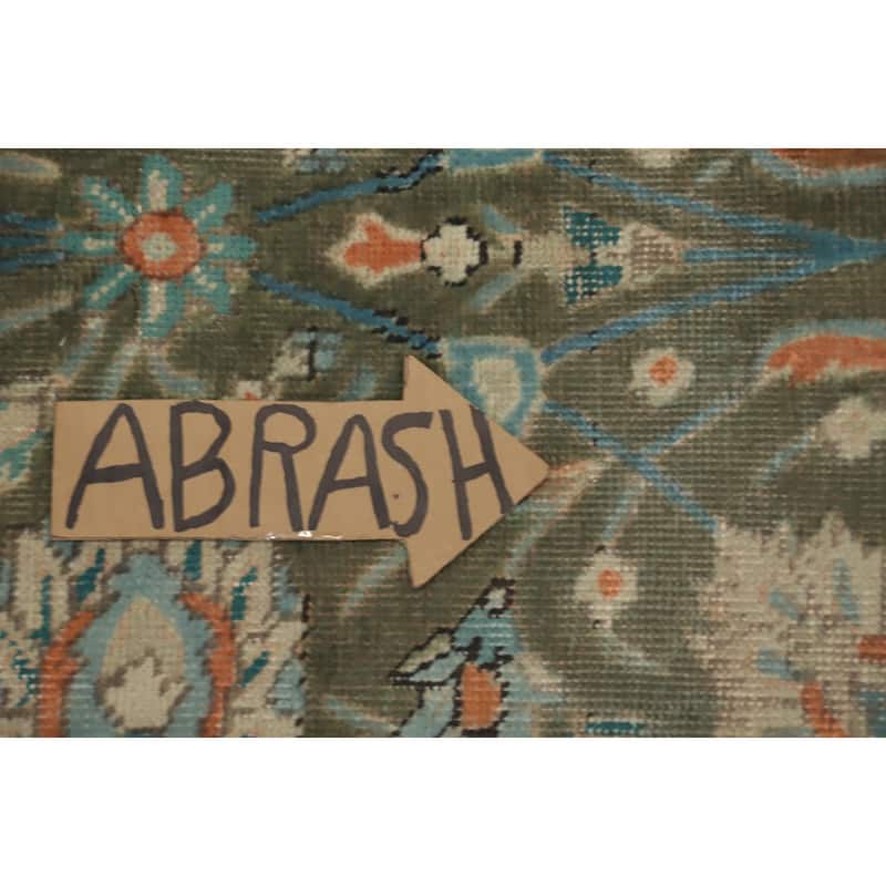 Hand Knotted Oriental 100% Wool Carpet Traditional Floral Green Tabriz Area Rug - 6' 6'' X 4' 4''