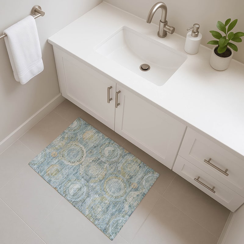 Premium Washable Super Soft Vintage Medallions Mayfield Rug - Blue - 1'8" x 2'6"