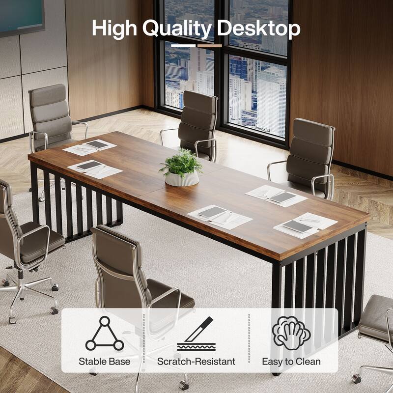 Small Conference Room Table for 4, Industiral Long Meeting Table - 2-pieces