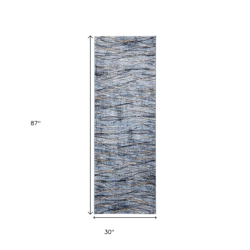 HomeRoots Abstract Casual Runner Area Rug - 87.00 in. x 30.00 in. x 0.47 in.