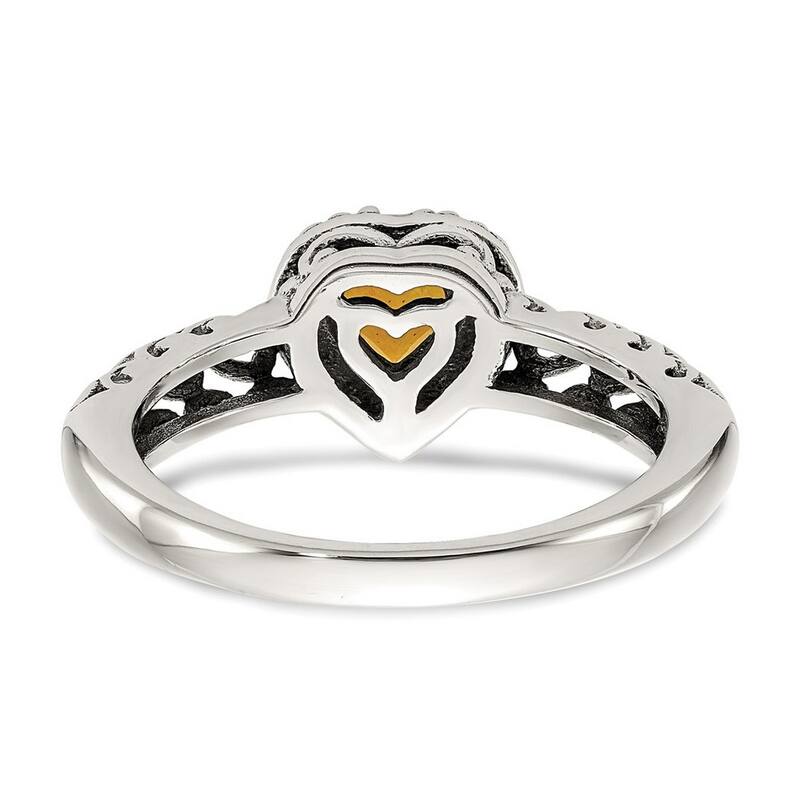 Curata 925 Sterling Silver Polished Prong set With 14k Citrine Ring