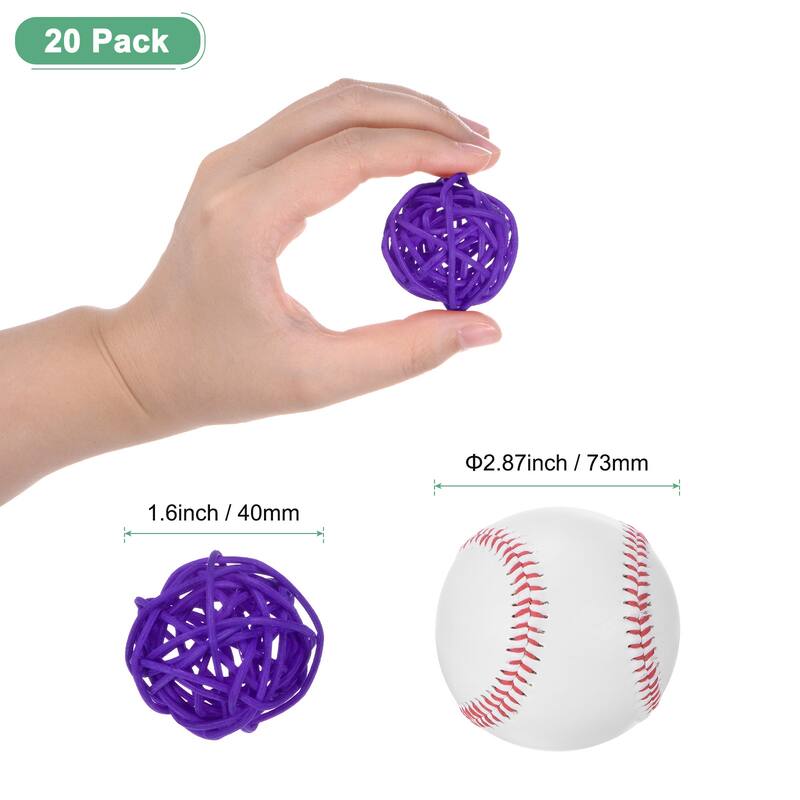 20-Pack Wicker Rattan Balls 1.6 Inch for Christmas/Weddings/DIY - Purple
