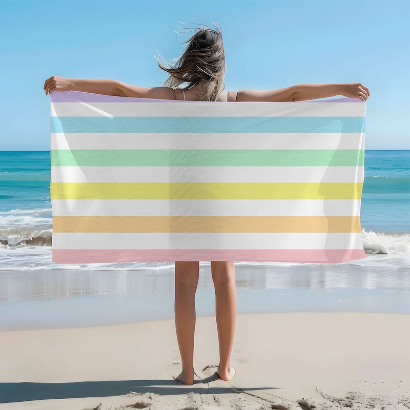Large Cabana Stripe Beach Towel 30"x60", 35"x70" - 30"x60" - Unicorn Color