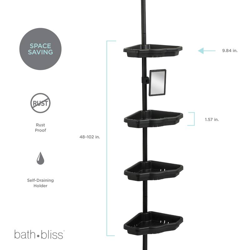 Bath Bliss 4 Tier Corner Shower Organizer in Black