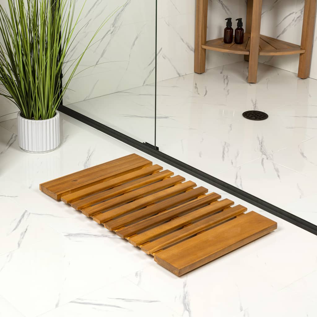 Paige Acacia Wood Slat Natural Indoor/Outdoor Shower Mat