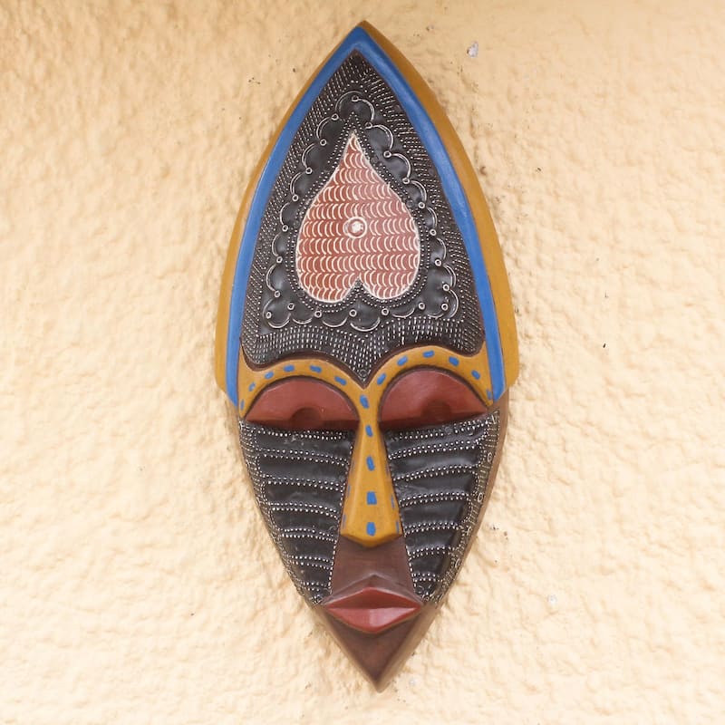 Novica Handmade Upside-Down Heart African Wood Mask