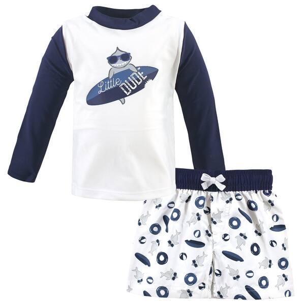slide 1 of 1, Hudson Baby Infant Boy Swim Rashguard Set, Little Dude 18-24 Months - Little Dude