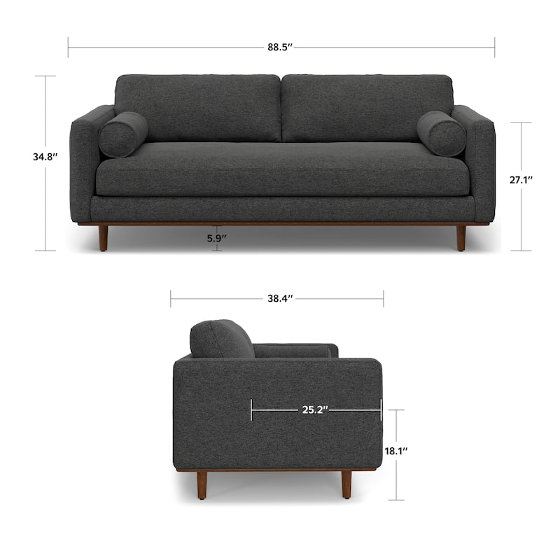 WYNDENHALL Brixley 89 inch Wide Mid-Century Modern Sofa - 88.8" W x 38.25" D x 34" H 