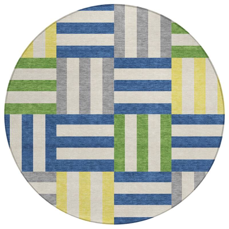 Machine Washable Indoor/ Outdoor Modern Hatch Chantille Rug