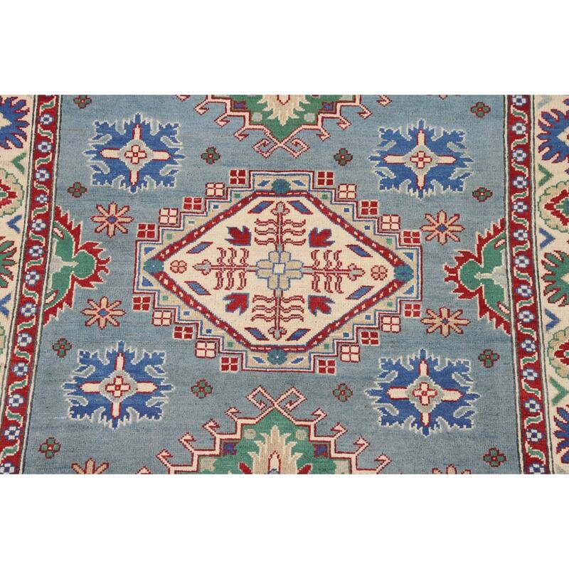 Light Blue Kazak Oriental Rug Hand-Knotted Living Room Wool Carpet - 4'10" x 6'7"