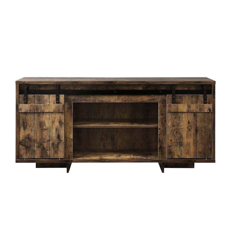 Bellarosa 60-Inch TV Stand with Sliding Barn Doors and Media Compartments, Farmhouse Style