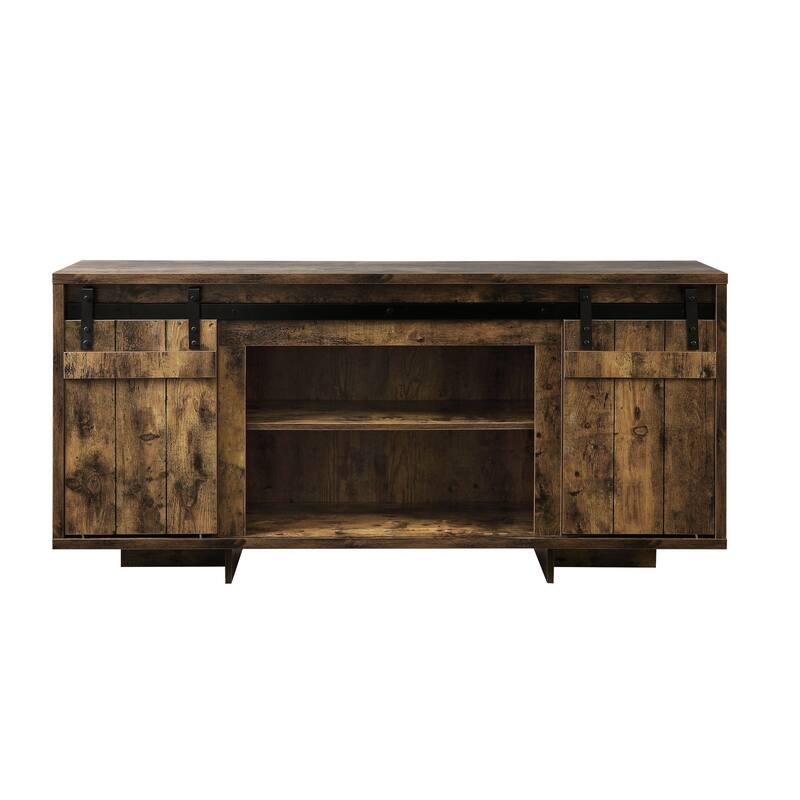 Farmhouse Style 60" TV Stand with Sliding Barn Doors & Media Compartments