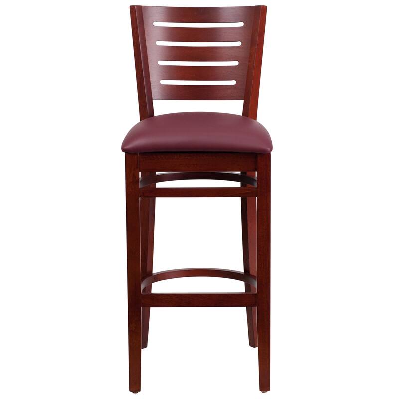 2 Pk. Darby Series Slat Back Wooden Restaurant Barstool - 16.75"W x 18"D x 43.5"H - 16.75"W x 18"D x 43.5"H