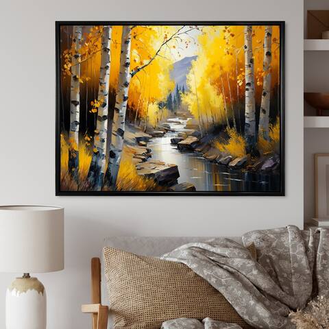 Designart "Path Into The Yellow Forest IV" Landscape Framed Canvas Art Print