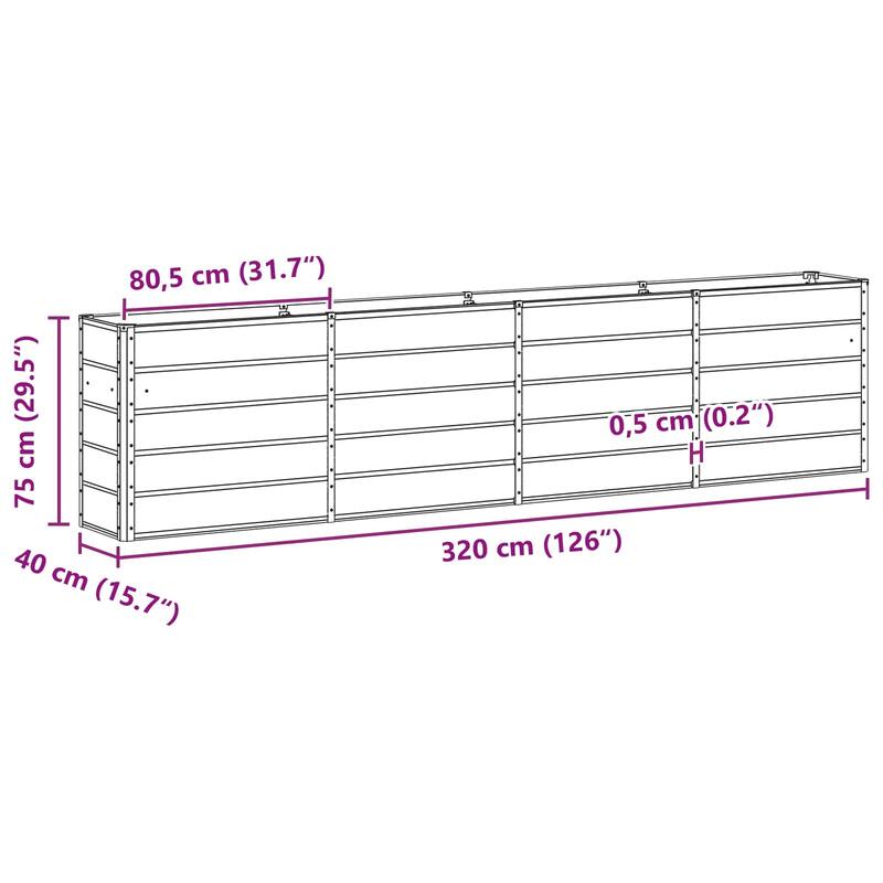 vidaXL Planter in Steel - 39.37 x 15.75 x 17.72"