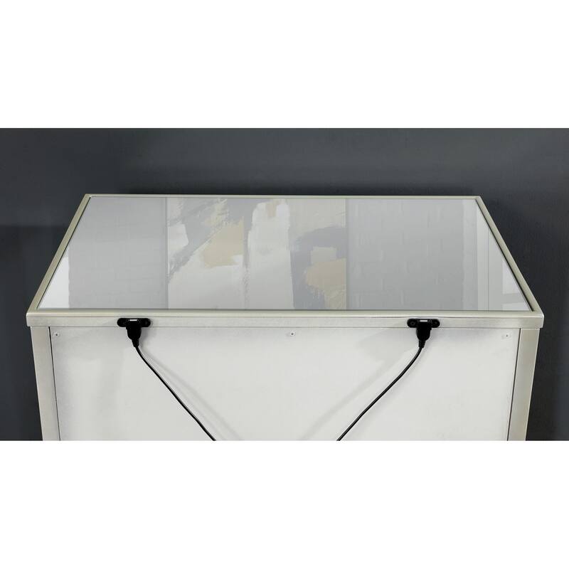 Allen Glam Silver Wood 2-Drawer Nightstand with USB Port by Silver Orchid