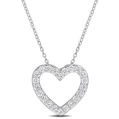 1ct TW Lab-Grown Diamond Open Heart Shaped Necklace in Sterling Silver