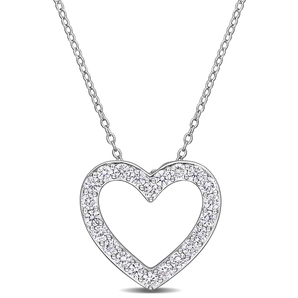 Miadora 1ct TW Lab-Grown Diamond Open Heart Shaped Necklace Sterling Silver