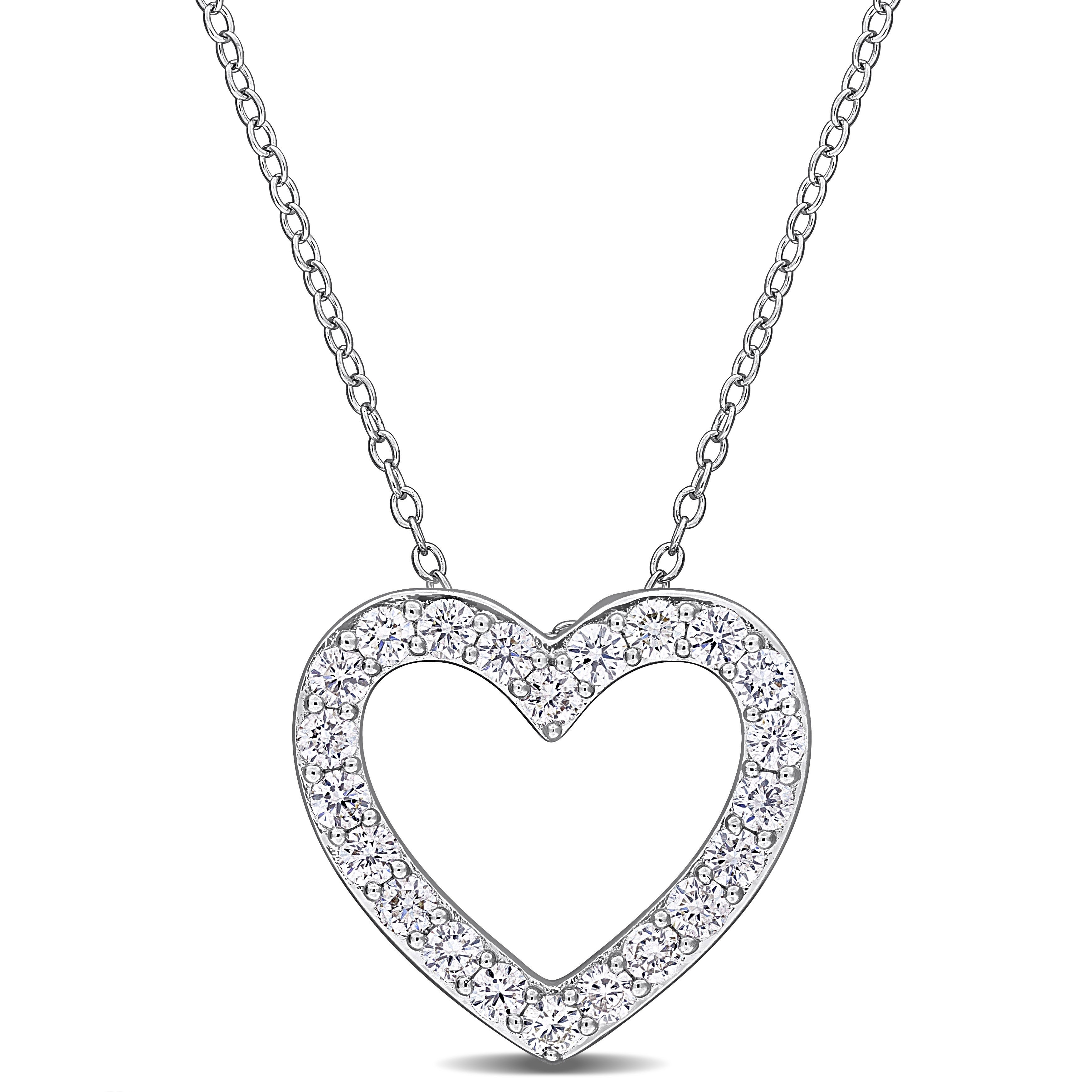 Miadora 1ct TW Lab-Grown Diamond Open Heart Shaped Necklace Sterling Silver