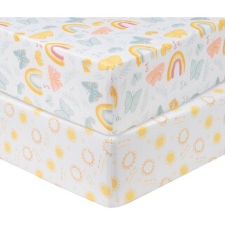 Butterfly Sun 2 Pack Microfiber Fitted Crib Sheets - 28 in x 52 in x 8-in - 28 in x 52 in x 8-in