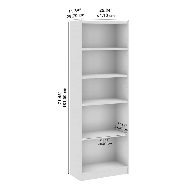 Bush Furniture Universal 25W Tall 5 Shelf Bookcase Storage