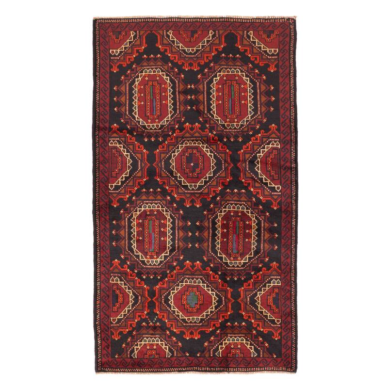 ECARPETGALLERY Hand-knotted Teimani Black, Red Wool Rug - 3'8 x 6'4