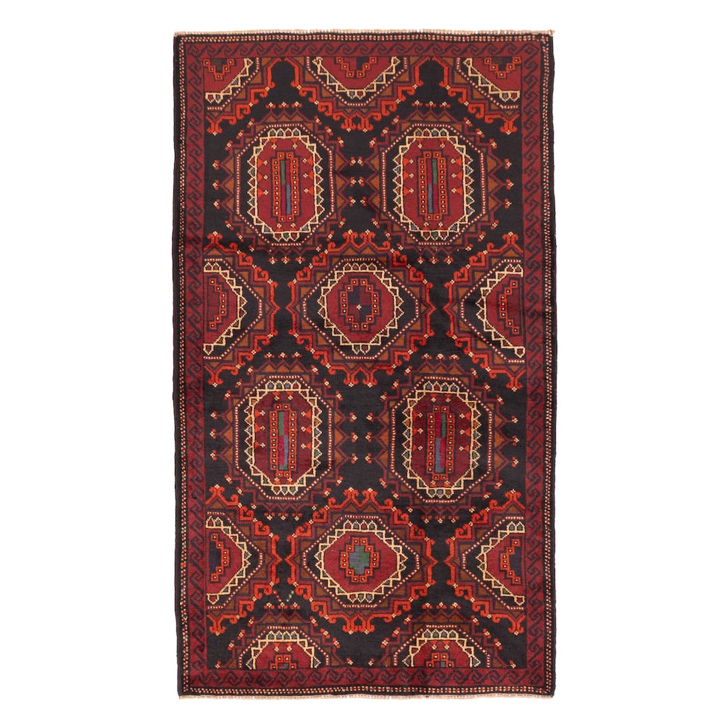 ECARPETGALLERY Hand-knotted Teimani Black, Red Wool Rug - 3'8 x 6'4