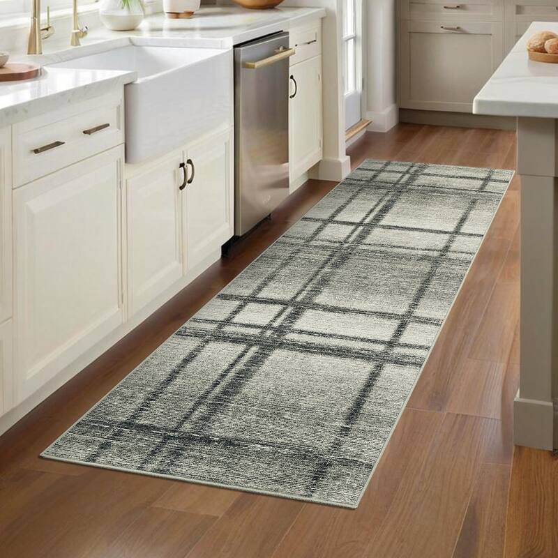 Washable Area Rug, Modern Geometric Area Rugs for Living Room Bedroom, Non-Slip Low Pile Indoor Soft Carpet