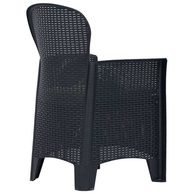 vidaXL Patio Chairs 2 Pcs Dining Single Chair with Cushion Plastic Rattan Look - 23.2" x 22.4" x 35"
