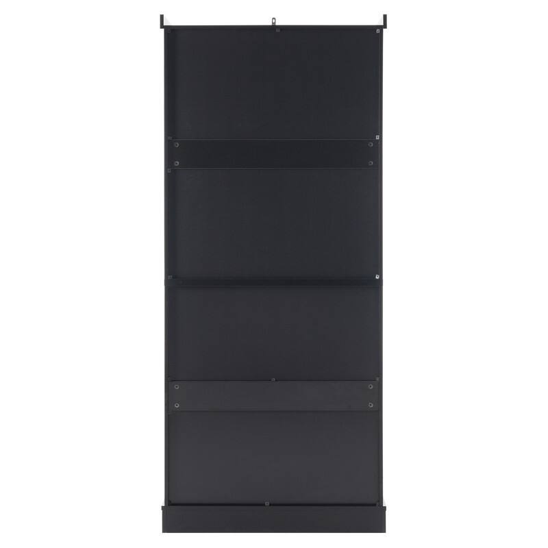 Tall Bathroom Storage Cabinet, Freestanding Cabinet with Glass Doors & Adjustable Shelves, Bathroom Pantry Cabinet with Drawers
