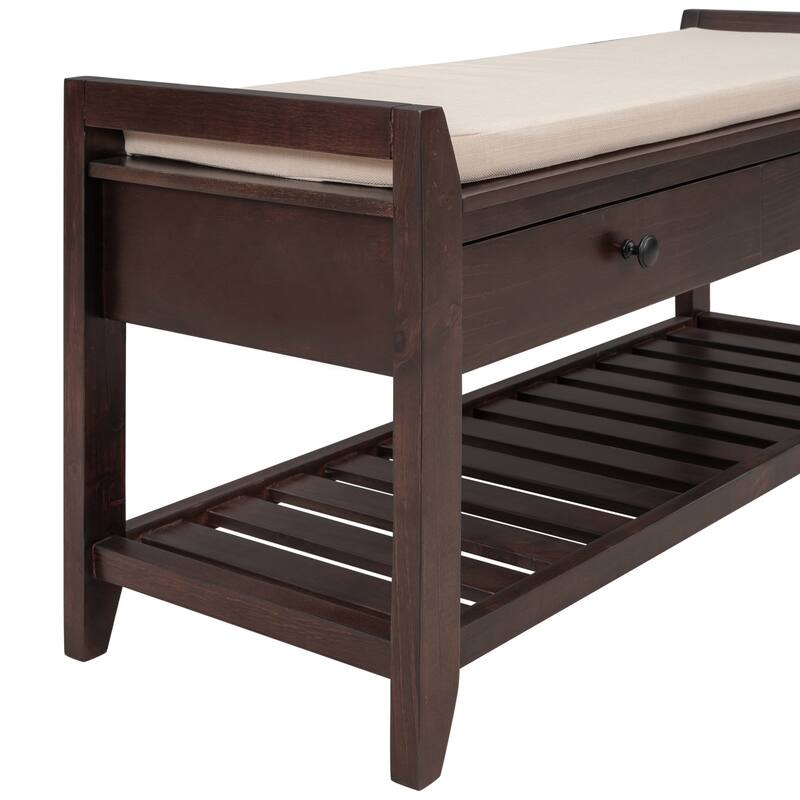 Shoe Rack with Cushioned Seat and Drawers, Multipurpose Entryway Storage Bench