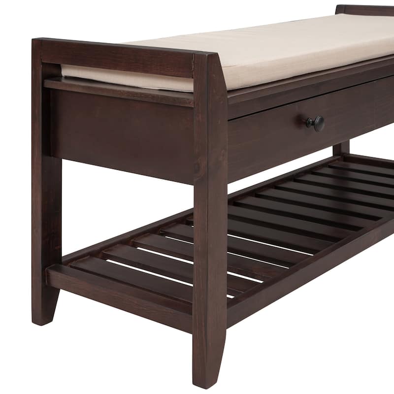 Storage Bench with Cushioned Seat and Drawers