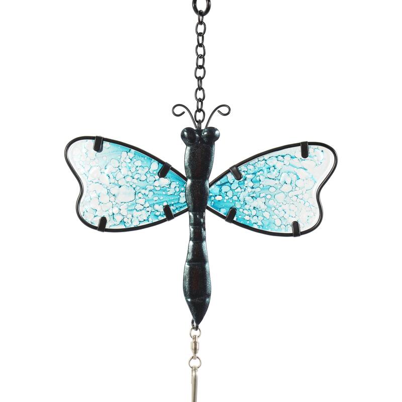 Multi Colored Metal Swirl Wind Spinner Dragonfly Windchime with Dangling Charms (Set of 2 or 3)