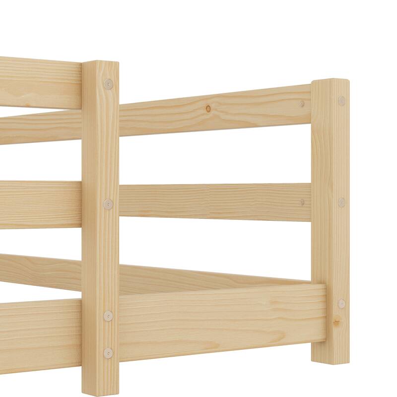 Wooden Montessori Floor Bed with Fence, without Slats