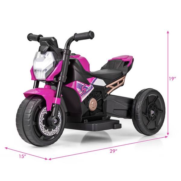 dimension image slide 2 of 3, 6V Battery Powered Motorbike with Detachable Training Wheels for Kids - 29" x 15" x 19"