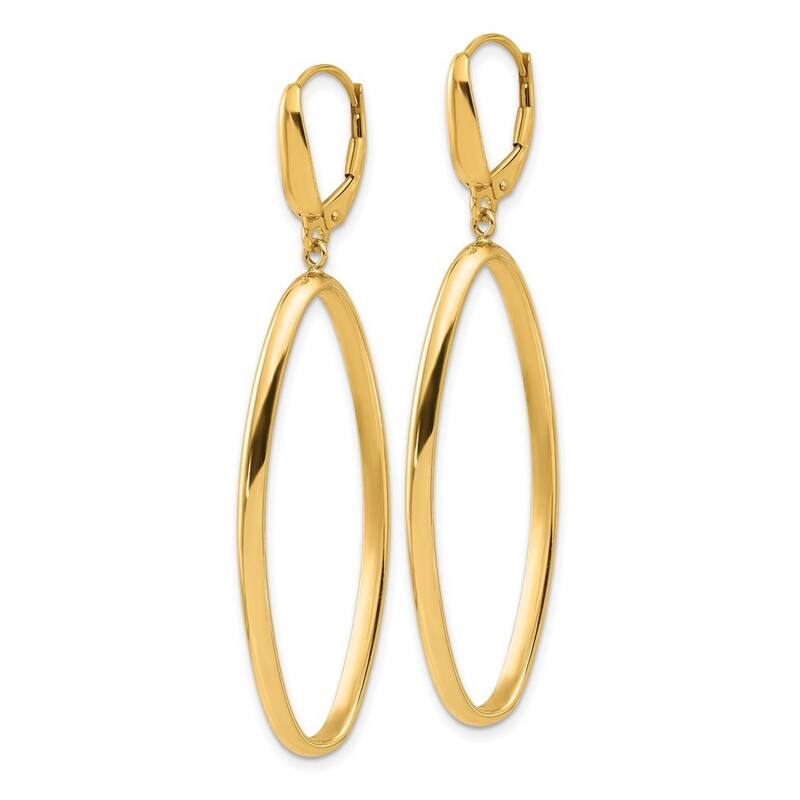 Curata 14k Yellow Gold Polished Oval Guardian Angel Leverback Earrings - 59.25x17.56mm