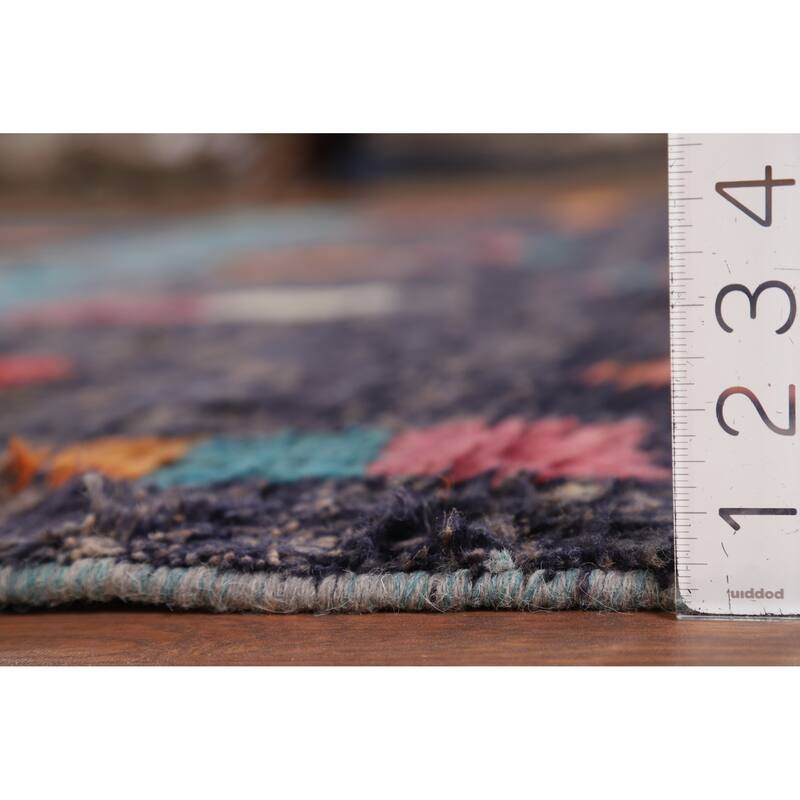 Geometric Plush Moroccan Area Rug Handmade Tribal Wool Carpet - 8'0" x 10'5"