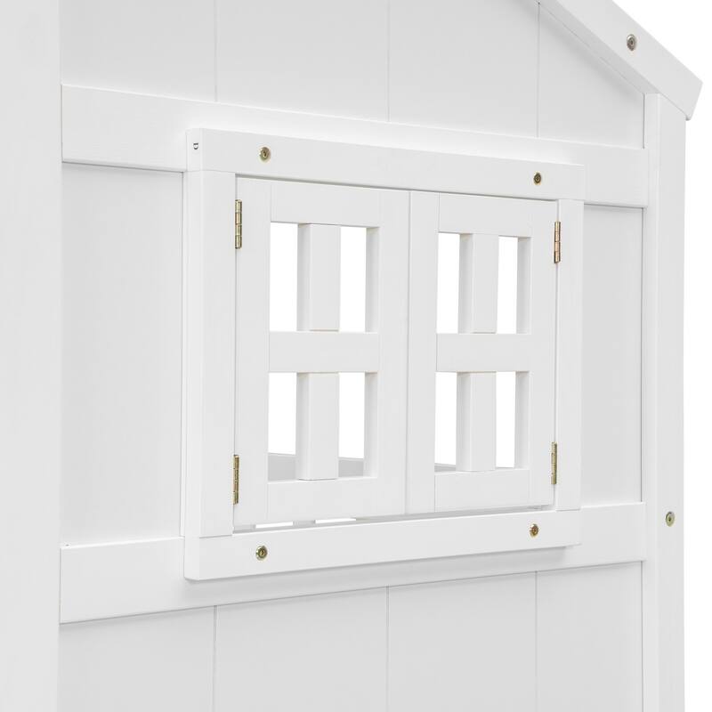 Full Size House Loft Bed with 4 Drawers with Safety Guardrails and Ladder