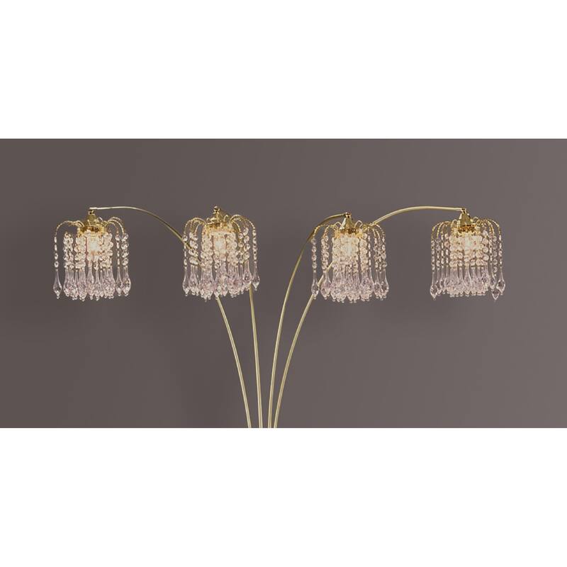1pc Gold Arc Floor Lamp Multi Head Half Moon Crystal Modern Living Room Lighting Metallic