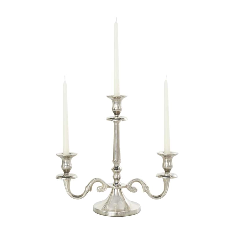 Aluminum Metal Scrolled Candelabra - Gold or Silver - Roche River Decor - Silver