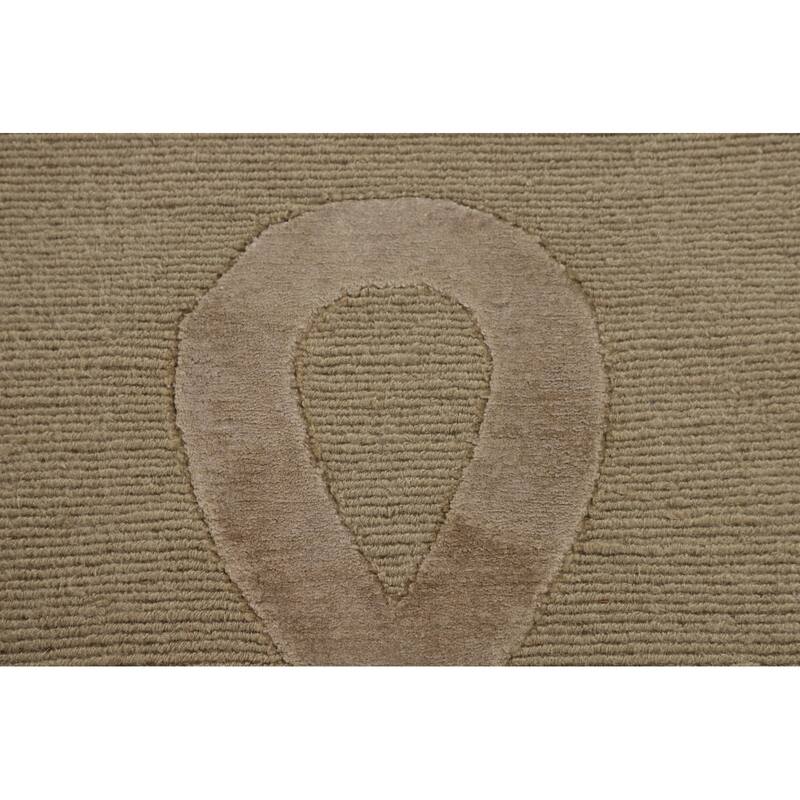 Geometric Modern Area Rug Handmade Oriental Wool Carpet - 9'0" x 11'9"