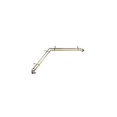 Corner Window Curtain Rod - Antique Brass Double Rod 120-170" - Adjustable Drapery Rod Set - M
