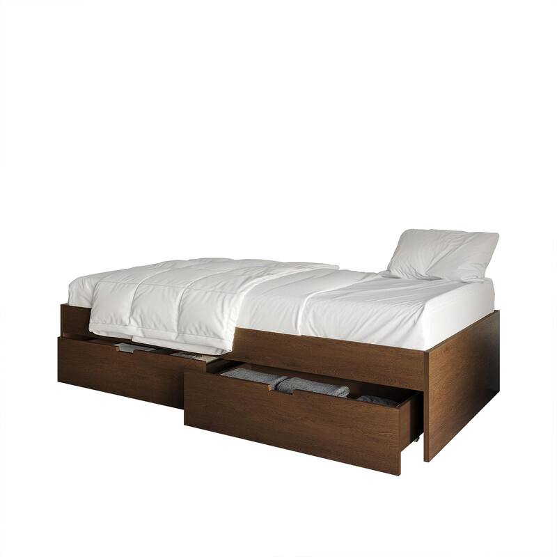 CraftPorch Wooden Twin Mates Bed with Storage
