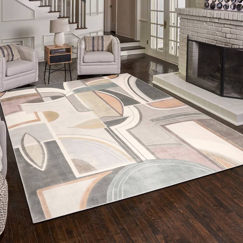 Gertmenian Blayne Polypropylene Modern Designer Geometric Floral Area Rug Collection