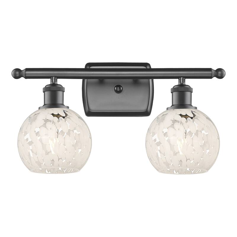 Innovations Lighting 516-2W-9-16 White Mouchette Vanity White - Oil Rubbed Bronze / White Mouchette
