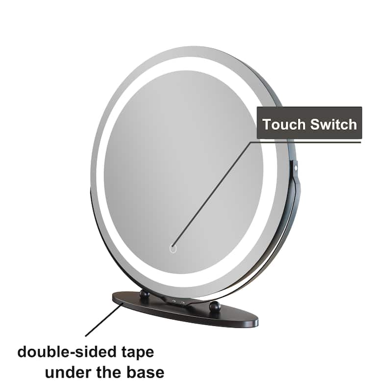 TOOLKISS 19-inch Round Dimmable LED Tabletop Makeup Mirror - 19"